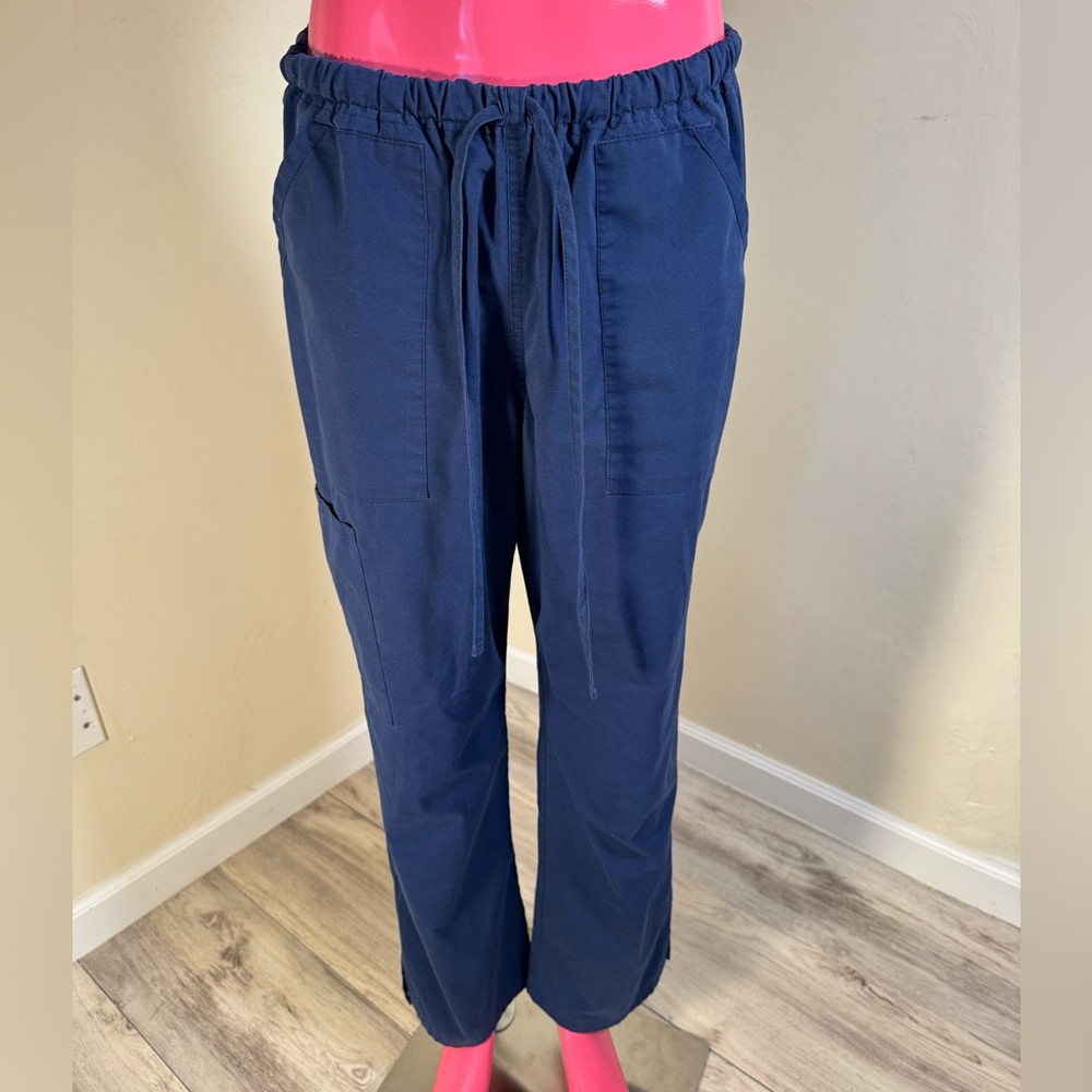 Cherokee Workwear Navy Scrub Pants Medium Elastic Waist Cargo